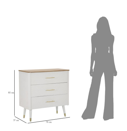 Comoda Matera | 3 Sertare Albe | Aspect Valurit | CreativDeco [8]