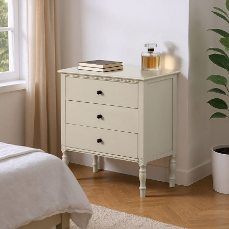 Colectia noua - Comodă gri deschis din MDF și lemn de pin cu 3 sertare 61 x 33 x 66 cm