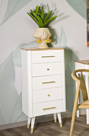 Comoda Ingusta Matera | 5 Sertare Albe | Stil Glamour | CreativDeco [8]
