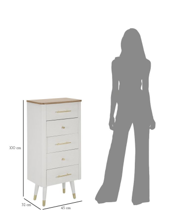 Comoda Ingusta Matera | 5 Sertare Albe | Stil Glamour | CreativDeco [9]