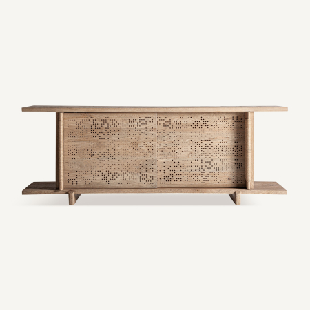 Comode si Bufete - Comodă joasă din lemn de mango cu uși glisante Jacquard