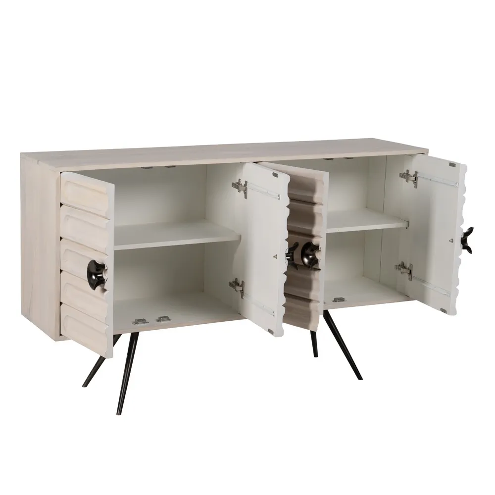 Comoda Living White, Lemn Mango Metal, Alb Negru - creativdeco.ro [3]