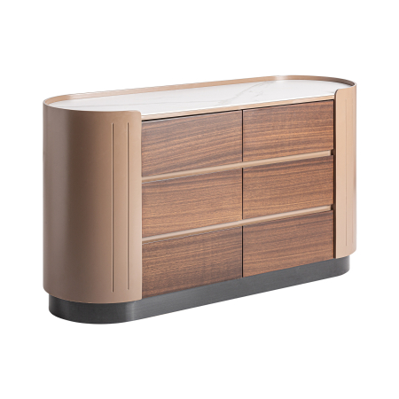 Comode si Bufete - Comodă din lemn cu blat din piatra sinterizata si fronturi eucalipt