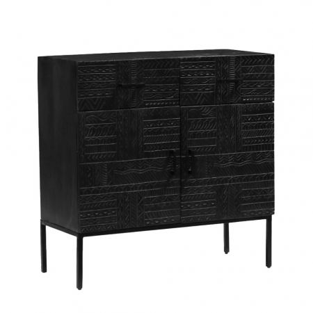 Mobilier - Comodă neagră cu sculpturi Aztec
