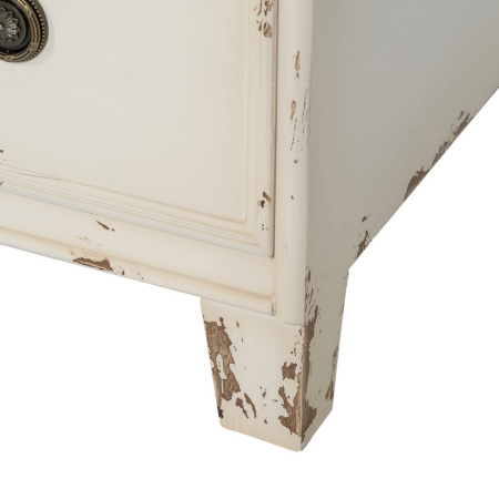 Comodă shabby chic din lemn alb uzat cu 3 sertare [11]