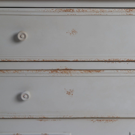 Comodă shabby chic crem mică cu blat natur și 2 sertare [5]