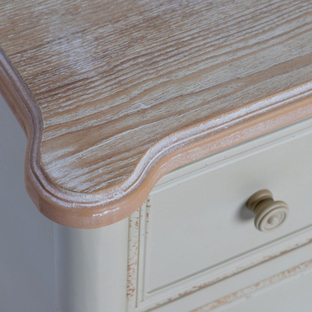 Comodă shabby chic crem mică cu blat natur și 2 sertare [2]