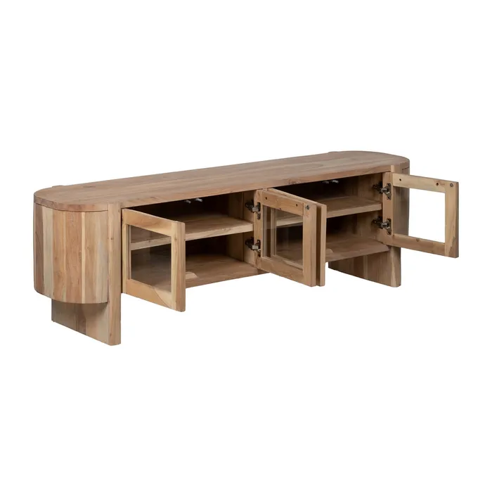 Comoda TV lemn acacia sticla|Mobilier TV modern [2]