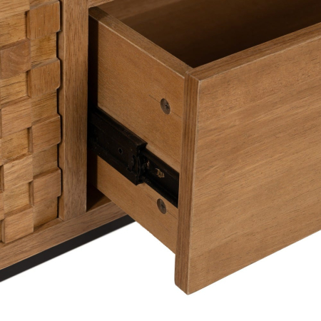 Comodă TV din lemn cu front texturat – nișă centrală și sertar [8]