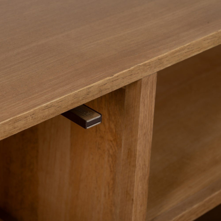 Comodă TV din lemn cu front texturat – nișă centrală și sertar [6]