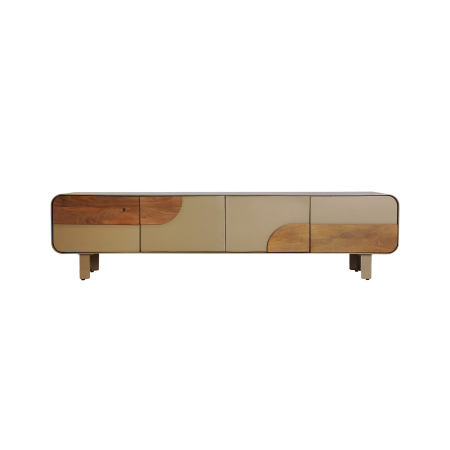Mobilier - Comodă TV din lemn de mango și MDF taupe cu 4 uși Izagre
