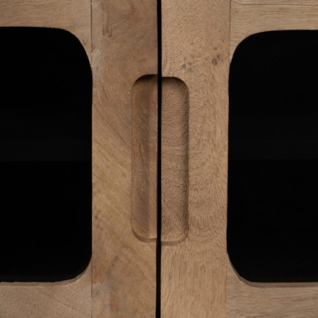 Comoda TV din lemn de mango natural cu fronturi din sticlă – nișă centrală și sertar [9]