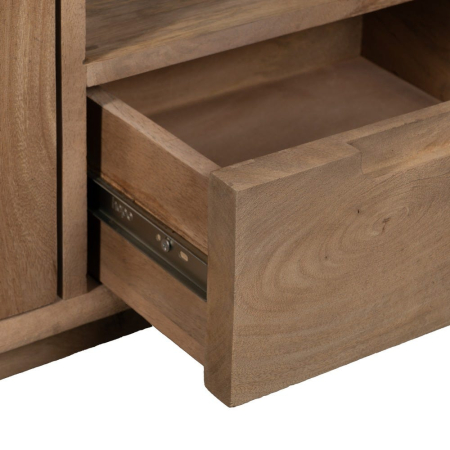 Comoda TV din lemn de mango natural cu fronturi din sticlă – nișă centrală și sertar [6]