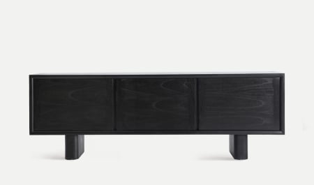 Comodă TV lemn mindi negru DEMMIN – titlu imagine principală [1]