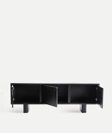 Comodă TV lemn mindi negru DEMMIN – titlu imagine principală Comode si Bufete -  Comodă TV lemn mindi negru DEMMIN – titlu imagine principală