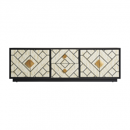Comode TV - Comoda TV Art Deco MDF negru alb auriu|Comode TV elegante