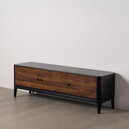 Comode TV - Comoda TV lemn mango sheesham maro-negru|Comode moderne pentru interioare elegante