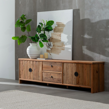 Mobilier TV Lemn Pin Reciclat CreativDeco - Design Rustic pentru Depozitare [1]