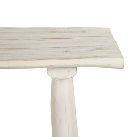 Consolă rustică din tec sculptat manual – alb antichizat, stil japandi-boho [4]