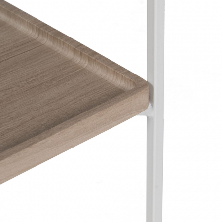 Consolă albă cu blat lemn și raft din sticlă – design modern aerisit [5]