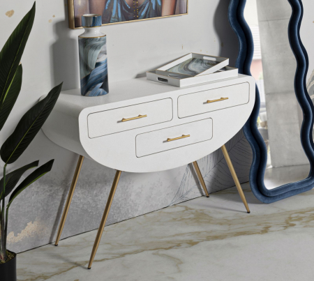 Consola alba cu sertare aurii | Mobilier glamour CreativDeco [8]