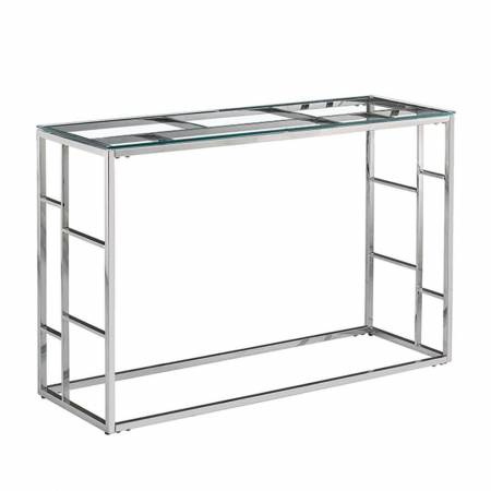 Console - Consolă argintie Bellagio cu cadru inox și blat sticlă