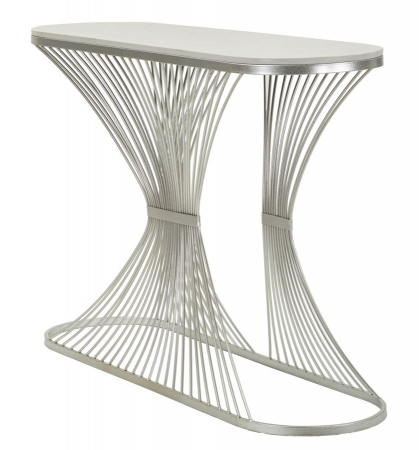 Consola argintie cu blat marmura | Mobilier hol CreativDeco [5]