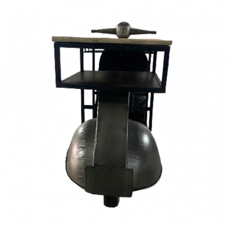 Consolă bar Scooter din metal gunmetal cu blat lemn – stil industrial tematic [2]