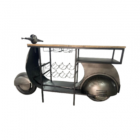 Consolă bar Scooter din metal gunmetal cu blat lemn – stil industrial tematic [1]