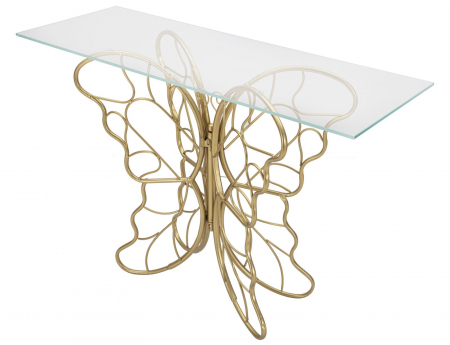 Consola Butterfly, metal/sticla, auriu [2]