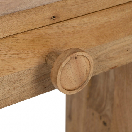 Consolă Ixia din lemn masiv mango – cu colțuri rotunjite și sertar sculptat – vedere frontală [6]