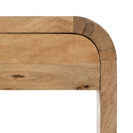 Consolă Ixia din lemn masiv mango – cu colțuri rotunjite și sertar sculptat – vedere frontală [8]