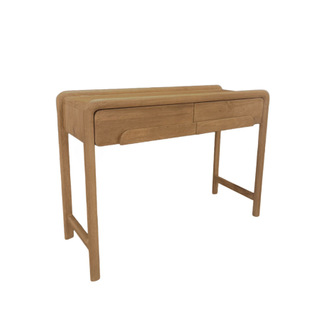 Console in Stil Wabi Sabi - Consolă cu 2 sertare din lemn de mango bej cu margini rotunjite