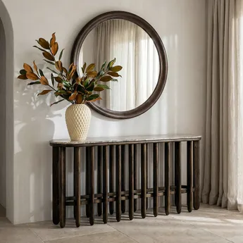 Console - Consola lunga din lemn de mango cu blat din marmura naturala 160 cm