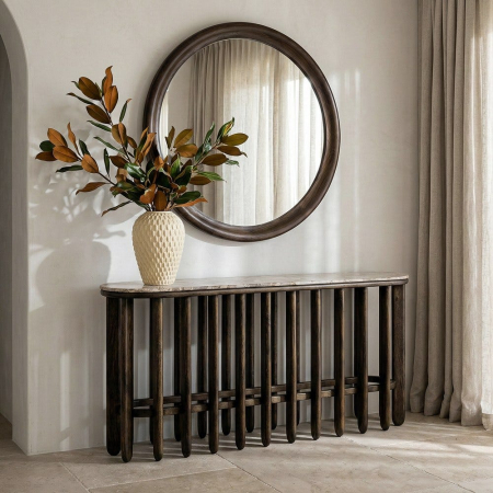 Console - Consola lunga din lemn de mango cu blat din marmura naturala 160 cm