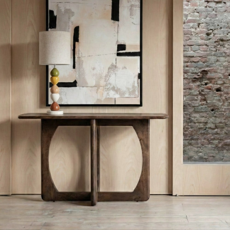 Console - Consolă din lemn de mango cu blat drept și bază decorativă