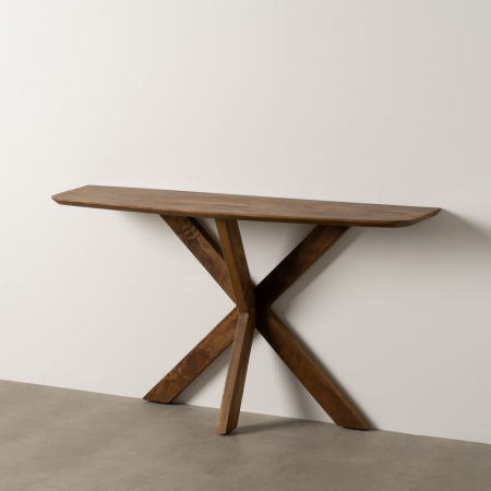 Console - Consolă mango natural Ixia – picioare X, design modern din lemn masiv – vedere laterală