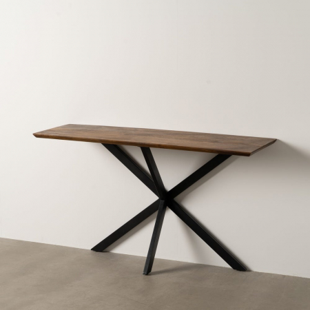 Console - Consolă industrială Ixia – mango honey cu picioare metalice X – vedere laterală