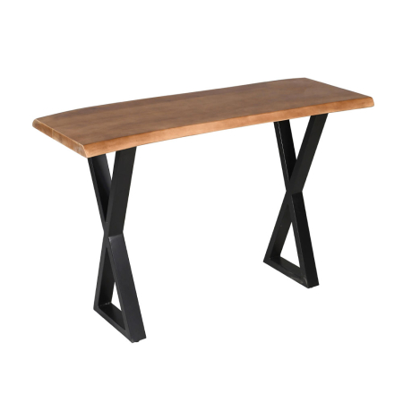 Console in Stil Industrial - Consolă din lemn de acacia maro cu picioare metalice negre în X