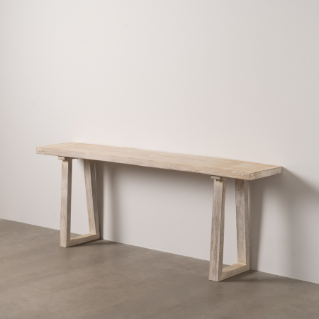 Console - Consola lemn masiv alb uzat pentru decor rustic|Console mari pentru intrari cu personalitate