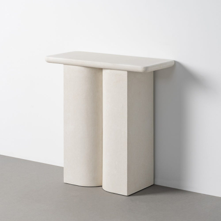 Mobilier - Consolă din MDF alb cu bază rotunjită din două volume