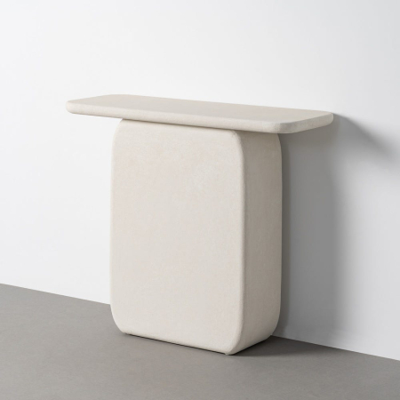 Consolă din MDF alb cu formă rotunjită compactă