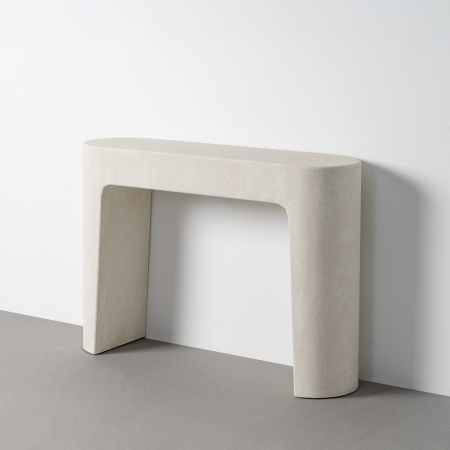 Mobilier - Consolă din MDF alb cu formă rotunjită simplă