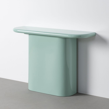 Mobilier - Consolă din MDF verde lucios cu formă curbată