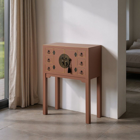 Console - Consolă din MDF maro mocha cu accente orientale