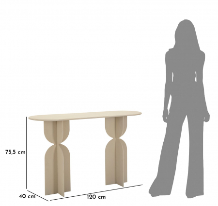 Consolă din metal bej cu blat oval [8]
