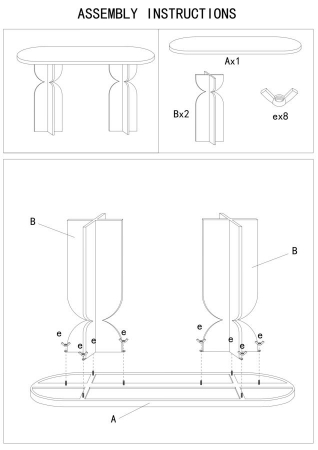 Consolă din metal bej cu blat oval [9]