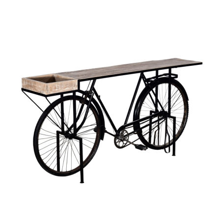 Eclectic - Consolă din metal și lemn de mango cu suport tip bicicletă