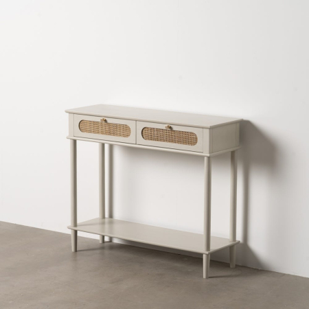 Mobilier - Consola gri deschis cu sertare ratan design modern