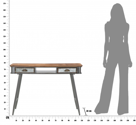 Consola Illinois, fier/lemn brad, gri inchis [7]